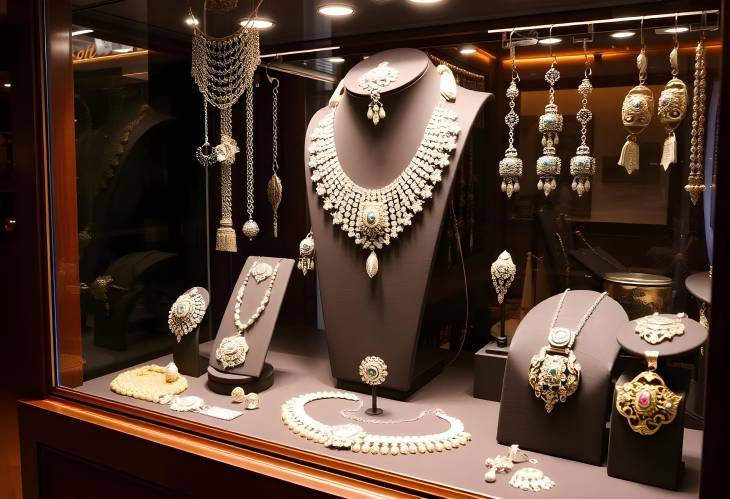 Elegant Display Showcase of Beautiful Jewelry Sets